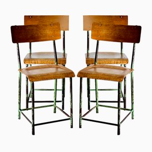 Industrial School Chairs, 1960s, Set of 4