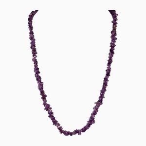 Collana vintage con pietre preziose e quarzo ametista viola, anni '80