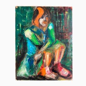 French Artist, Portrait of Red Haired Woman, 1940s, Oil on Canvas