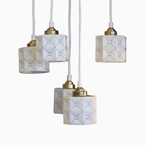 Hängende Fensterlampe aus Weißem & Klarglas, 1960er