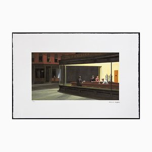 Después de Edward Hopper Nighthawks Impresión Giclée, tinta y papel y lápiz, años 90, tinta y lápiz y papel