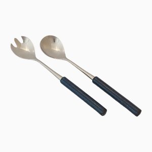 Mid-Century Enamel Salad Servers, Set of 2