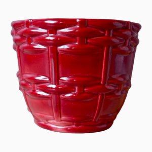 Cache-Pot en Céramique Rouge par Blanche Letalle pour Saint Clément, France, 1940s