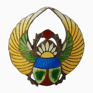 Art Deco Brooch in Sterling Silver and Enamel by Charles Horner, 1920s