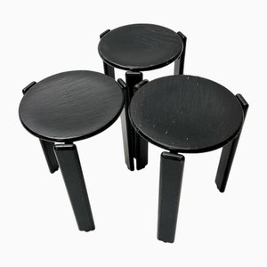 Black Stackable Stools by Bruno Rey for Dietiker, 1970s, Set of 3