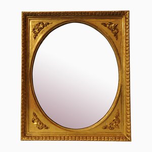 Specchio barocco rotondo in gesso e dorato, XVIII secolo