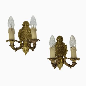 Vintage Wandleuchten aus Bronze mit zwei Armen, 2er Set