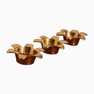 Mid-Century Swedish Brass Candleholders by Scandia, Set of 3