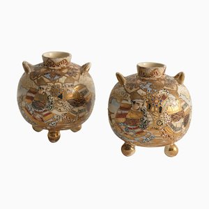 Steingut Vasen von Satsuma, 2er Set