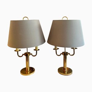 Französische Bouliotte Kerzenlampen aus vergoldetem Messing, 1950er, 2er Set