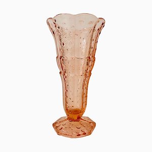 Art Deco Rosaline Pine Glass Vase from Scailmont, 1930s