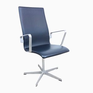 Oxford Chairs in Leather by Arne Jacobsen for Fritz Hansen, Set of 3