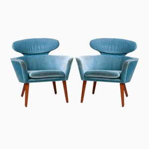Set of Danish Easy Chairs in Teak & Mohair 1950s
