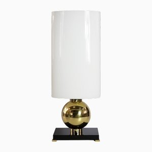 Italian Table Lamps in Brass with Murano Glass Base and Shades, Set of 2