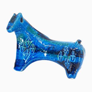 Italienische Mid-Century Rimini Pferdefigur in Blau von Aldo Londi für Bitossi, 1960er