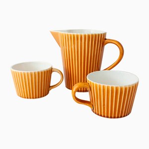 Ceramic Tea Cups and Milk Jug from Secla, 1970s, Set of 3