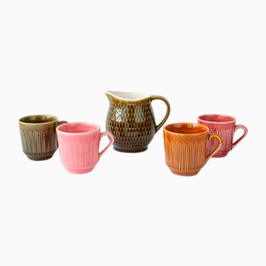 Tazze da caffè vintage in ceramica di Secla, anni '70, set di 5