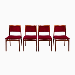 Italienische Vintage Stühle aus Palisander & Samt, 1960er, 4er Set