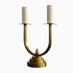Art Deco Bronze Lampen im Stil von Maison Jansen, Frankreich, 1970er, 2er Set