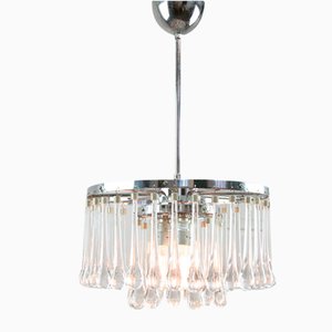 Mid-Century Italian Crystal Teardrop Chandelier, 1960s