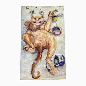 Andrzej Wróblewski, Chat Pop Art, 1960s, Huile sur Toile
