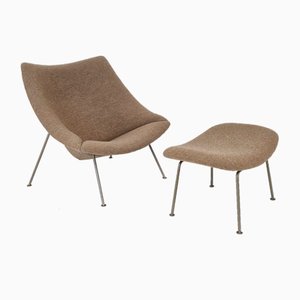 Silla Oyster con otomana de Pierre Paulin para Artifort, años 60. Juego de 2