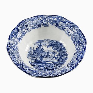 Weißer & Blauer Keramik Teller von Chinese SCR, 1880er