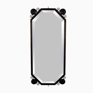 Art Deco Wrought Iron Beveled Wall Mirror, France, 1920s