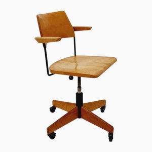 Bauhaus Swivel Office Armchair in Wood from Stollgiroflex 1960s