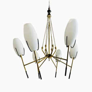 Lustre Vintage en Verre Opalin Blanc