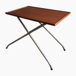 Table d'Appoint Ajustable en Teck et Aluminium, Danemark, 1960s