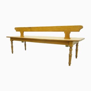 Banc Double Antique en Bois Résineux, 1920s
