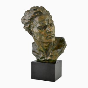 Ugo Cipriani, Art Deco Männerbüste, 1930, Bronze auf Marmorsockel