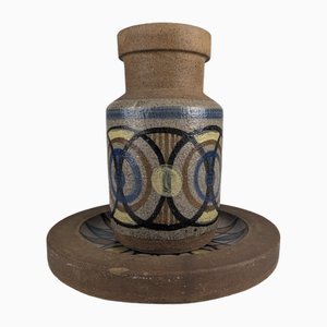 Gres Keramikvase und Teller von Antonio Salvador Orodea Aso Valdemorillo 1960er