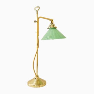 Hight Adjustable Art Deco Table Lamp with Glass Shade, 1920s