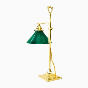 Verstellbare Tischlampe mit Original Schirm aus Opalglas, 1920er