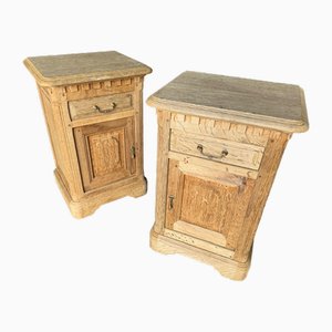 Comodini in quercia sbiancata, Francia, 1930, set di 2