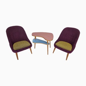 Vintage Chairs and Table, 1960s, Set of 3