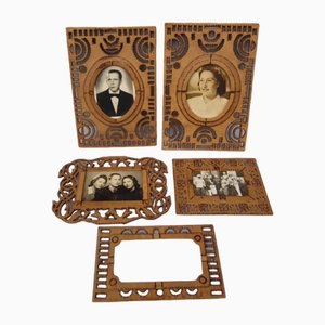 Cadres Vintage en Bois, 1920s, Set de 5