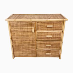 Italian Bamboo and Rattan Chest of Drawers, 1980s