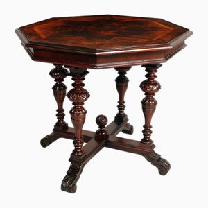 Table Octogonale Renaissance Vénitienne en Noyer par Testolini Frères pour Testolini & Salviati, 1890s