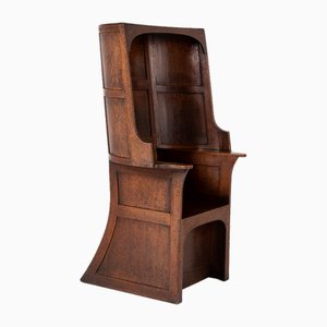 Large Late 18th Century English Oak Hooded Chair