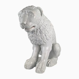 Romanesque Style Lion Sculpture, Early 20th Century, Glazed Clay