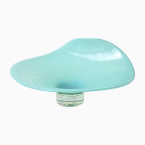 Türkisfarbene Vintage Schale aus Muranoglas, 1950er