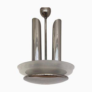 Large Very Bauhaus Functionalism Art Deco Chrome Chandelier, 1935