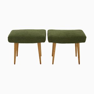Set of Beech Stools in Boucle, Czechoslovakia, 1960s