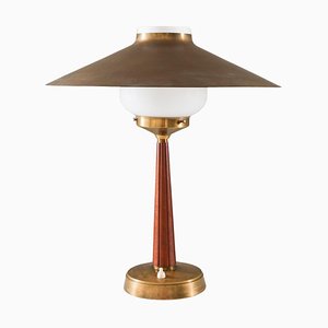 Moderne Schwedische Tischlampe aus Messing & Glas, 1940er