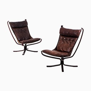 Sigurd Resell zugeschriebene Falcon Sessel, Norwegen, 1970er, 2er Set