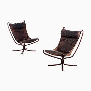 Poltronas Falcon atribuidas a Sigurd Resell, Noruega, años 70. Juego de 2