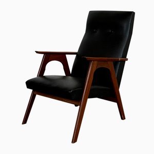 Black Skai Leather Armchair by Louis Van Teeffelen for Wébé